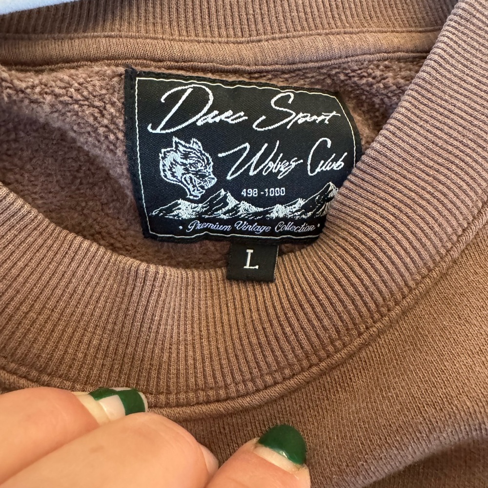 Darc Sport Brown Cropped Sweater with White Wolf Graphic - Picture 2 of 2